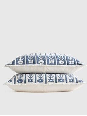 Quince Organic Cotton Jacquard Floral Pillow Shams Standard New